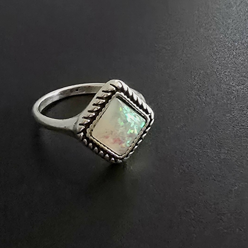 Fire Opal Bezel Set Triangular Quality Titanium S… - image 3